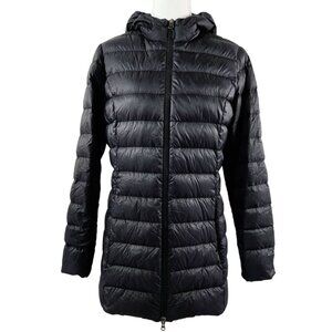 Eddie Bauer EB650 Black Down Hooded Full Zip Lightweight Puffer Jacket